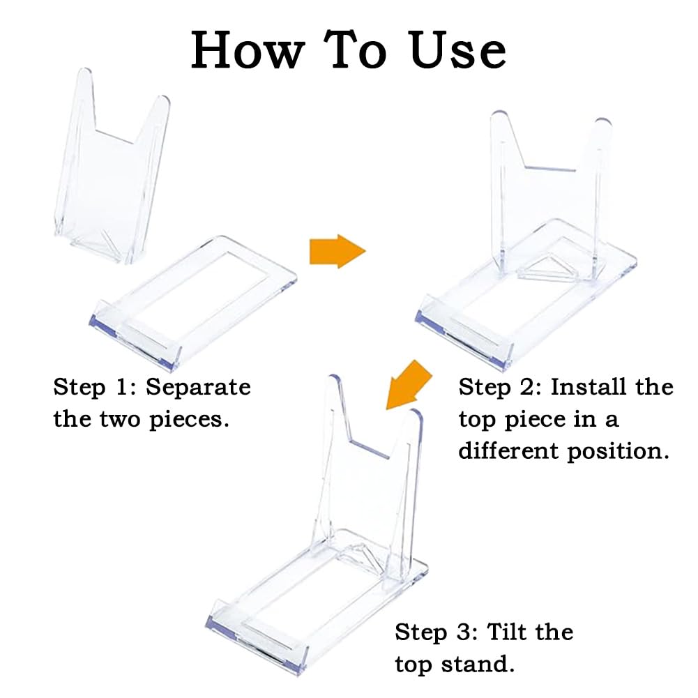 Sernvaloq 12 Pcs Clear Plastic Display Stand, Adjustable Plate Stands