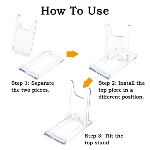 Sernvaloq 12 Pcs Clear Plastic Display Stand, Adjustable Plate Stands