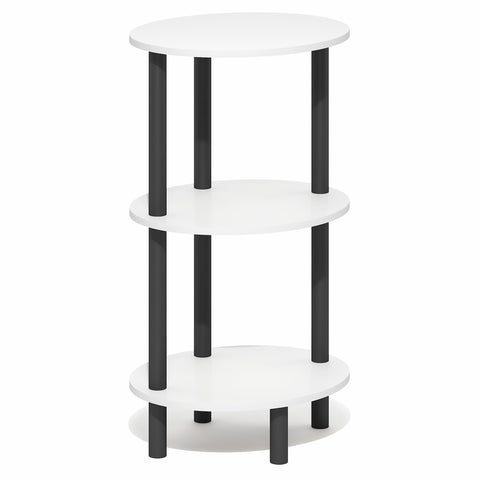 Furinno TURN-N-TUBE Side Table, 3-Tier Oval End Table, Night Stand, Bedside Table, for Living Room, Bedroom, White/Black