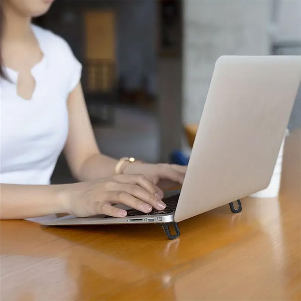 Portable Keyboard Riser,2 Pcs Self-Adhesive Mini Laptop Stand Foldable Laptop Feet with Anti-slip Silicone Tilted Keyboard Holder for Smartphone iPad