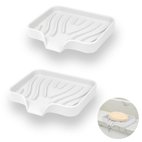 YoHyien 2 Pcs Silicone Soap Dish with Drainage, Anti-Slip Soap Holder, Self Draining Soap Tray for Shower, Bathroom & Kitchen