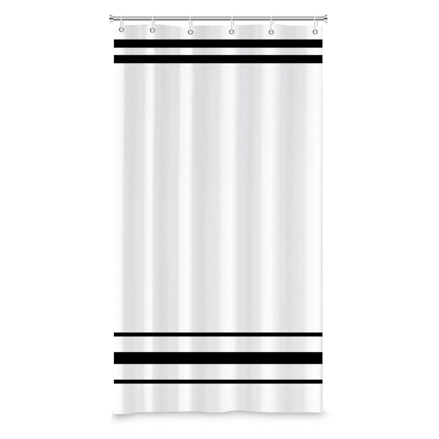 SDOTPMT 90x180cm Black and White Shower Curtain Modern Classic Black Striped Bath Curtain Rustic Farmhouse Minimalism Bathtub Curtain for Bathroom