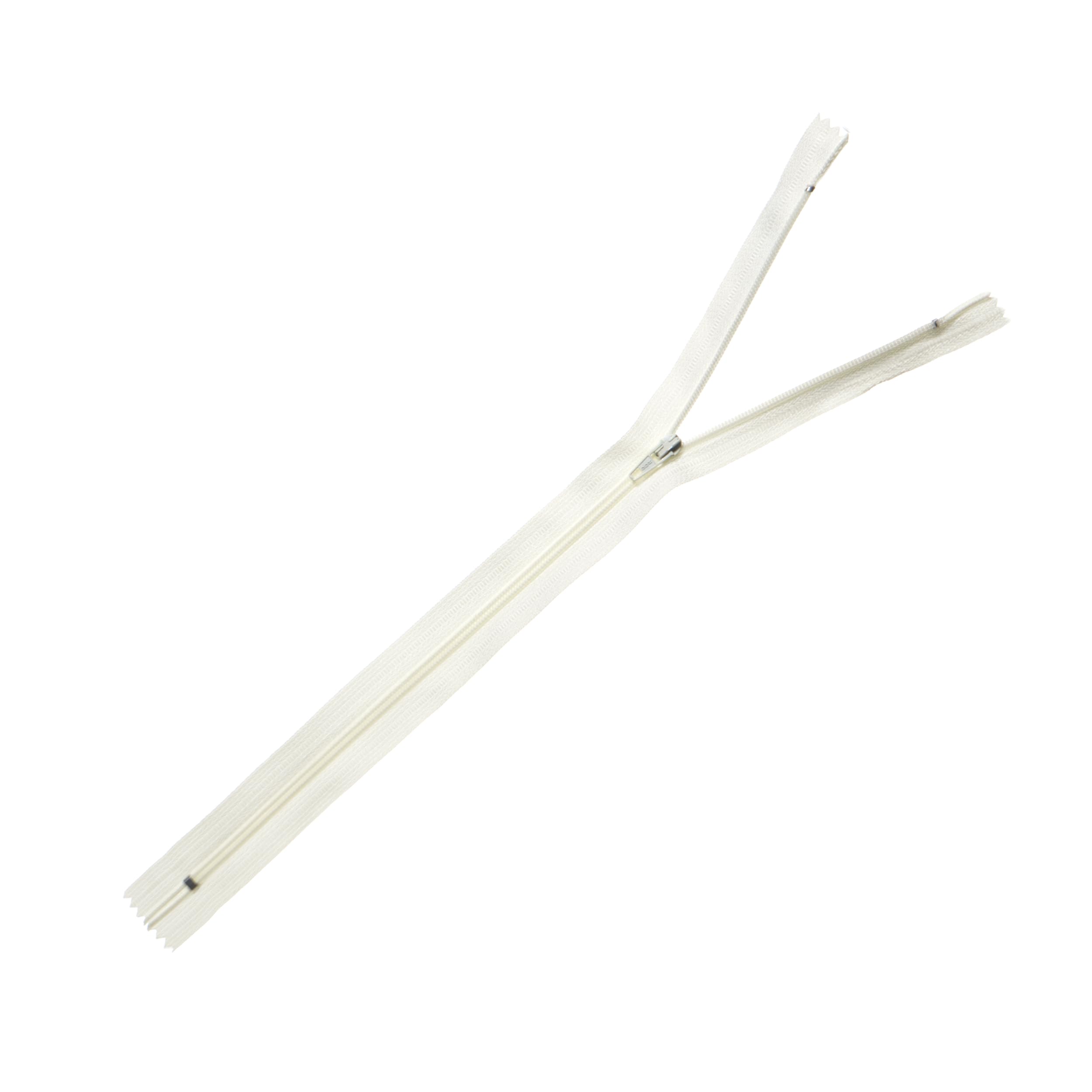 Trimz 30cm (~12inch) Cream one Way end Stop Zip with 4mm Teeth 1 Pc, Polyester, 30 cm