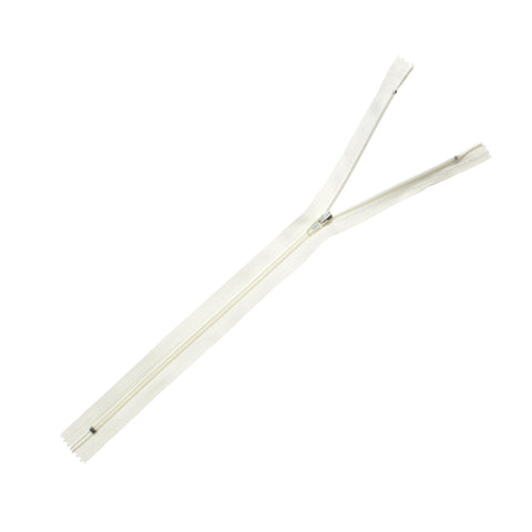 Trimz 30cm (~12inch) Cream one Way end Stop Zip with 4mm Teeth 1 Pc, Polyester, 30 cm
