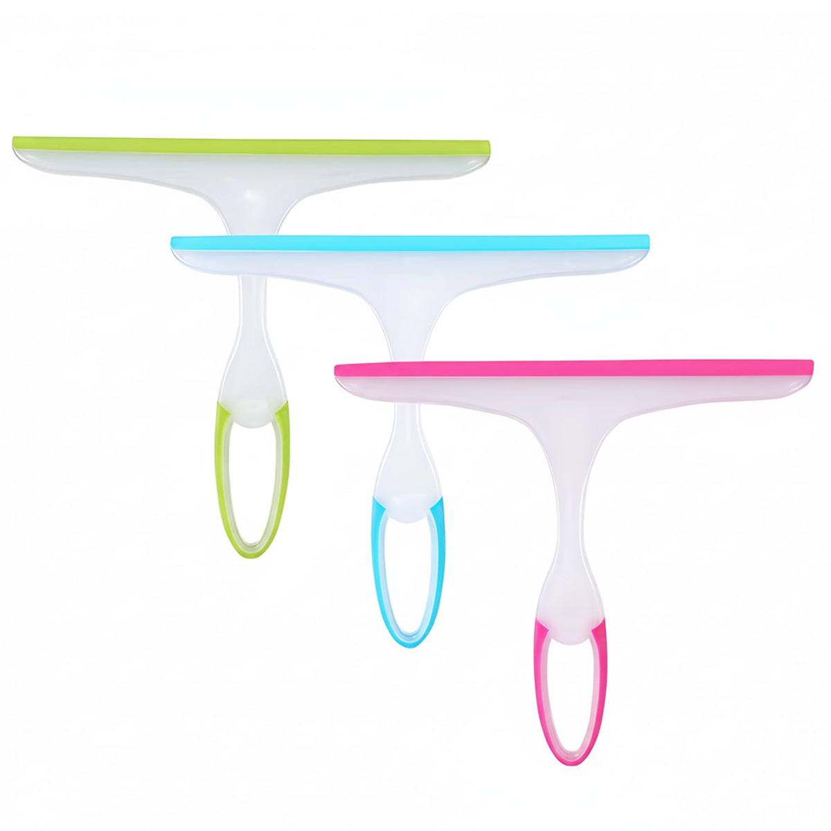 3 Pcs Window Squeegees, Shower Squeegees for Bathroom, Plastic Window Cleaner Squeegees, Glass Screen Cleaning Rubber Blade