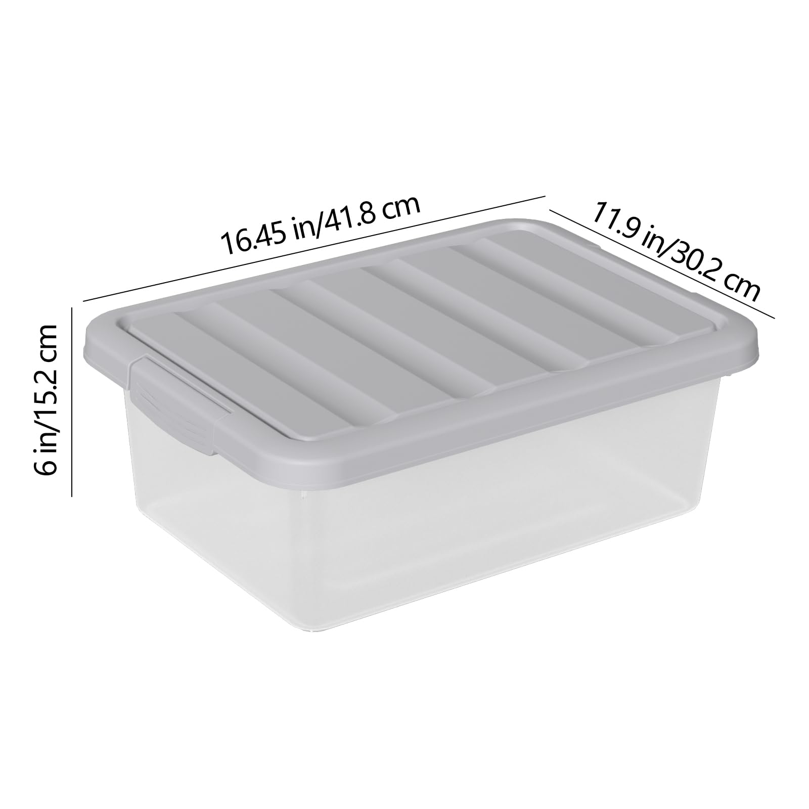 Afromy 14 L Plastic Latching Storage Box with Grey Lid, Set of 2