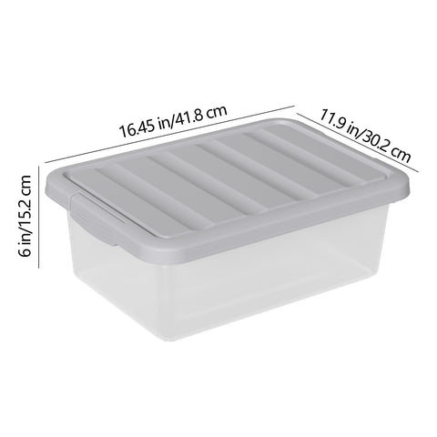 Afromy 14 L Plastic Latching Storage Box with Grey Lid, Set of 2