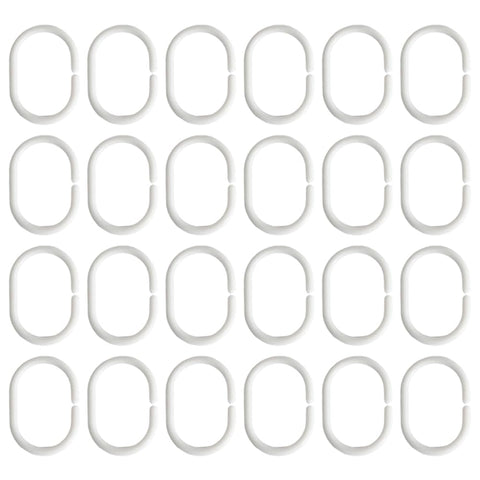 Armo® 24 x Plastic C Shaped Shower Curtain Hooks White Bathroom Rod Shower Hooks Rings 24 Pack