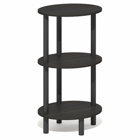 Furinno TURN-N-TUBE Side Table, 3-Tier Oval End Table, Night Stand, Bedside Table, for Living Room, Bedroom, Espresso/Black