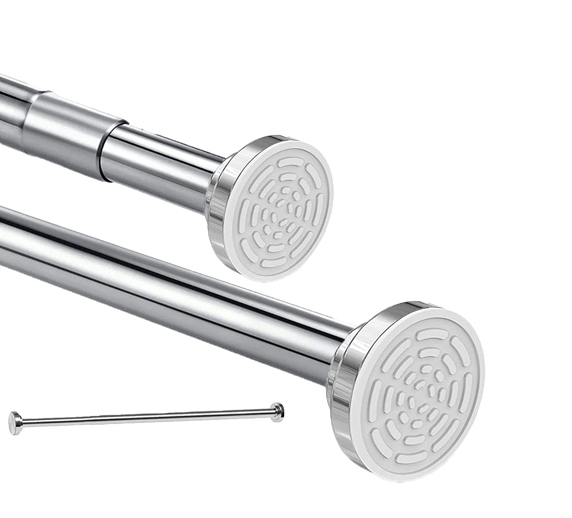 Shower Curtain Rod extendable(120-290cm), Non-Slip, Never Rust, Tension Curtain Rod, No Drilling,304 Stainless Steel