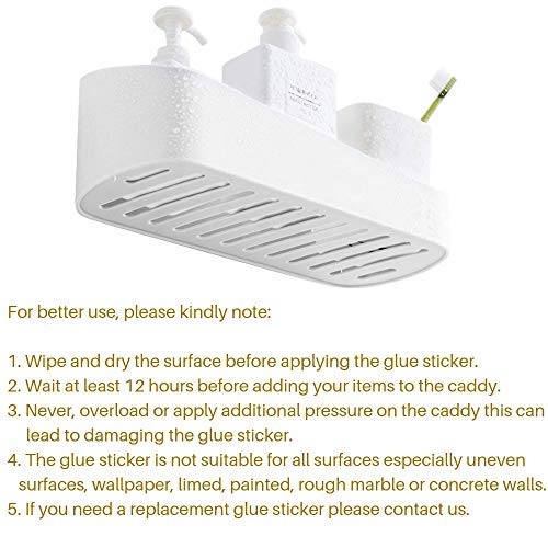 SUNFICON Adhesive Bathroom Shelf Organiser Shower Caddy Basket Wall Mounted Spices Storage Rack No Drilling Shower Shelf Bath Essentials Makeups