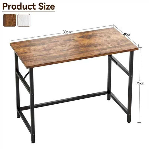 Xyphren 80cm Desk, Small Computer Desk for Home Office, Study Writing Table for Bedroom Living Room, Easy Assembly Metal Frame Industrial Style Brown