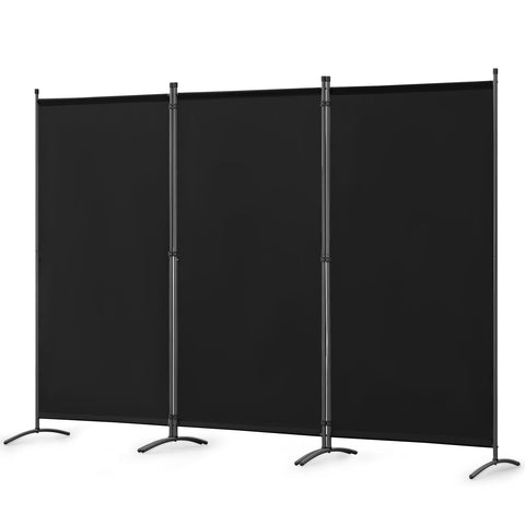 Angel Living 3 Panels Folding Room Divider | Privacy Screen with Polyester Fabric & Sturdy Iron Frame | Freestanding Partition for Office, Bedroom