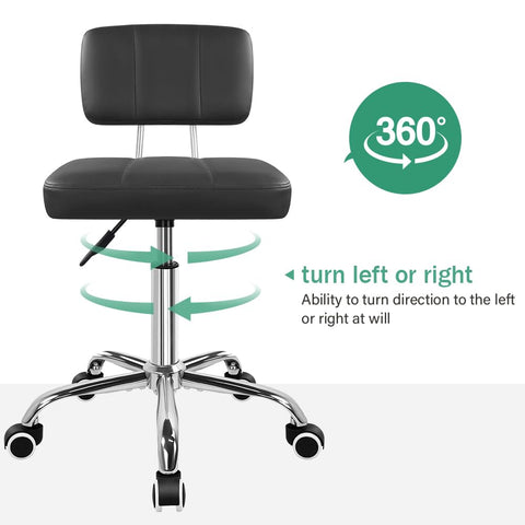 FURWOO Minimalist Square Office Chair with Backrest 360-Degree Swivel Stool with Wheels Height Adjustable Chair Suitable for Home Work Shop Task Spa