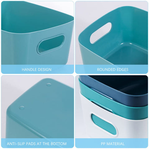 Bgfuni Set of 4 Storage Boxes, Organiser Box with Handles (Original Design), Small Plastic Box, White for Household