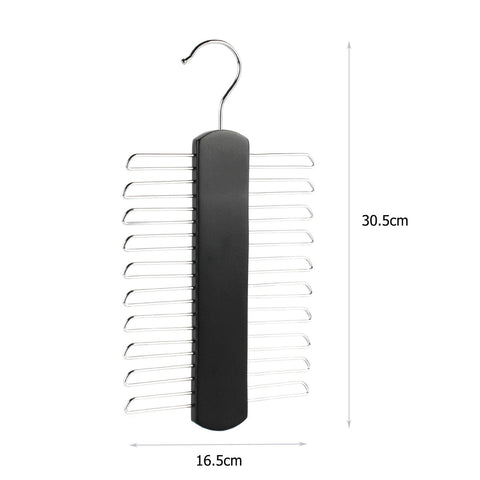 Kaizuca 2 Piece Wooden Tie Hanger, Swivel Tie Racks, Tie Belt Rack, with 20 Metal Partitions and 360 Degree Rotating Clothes Hook, for Hanging Belts