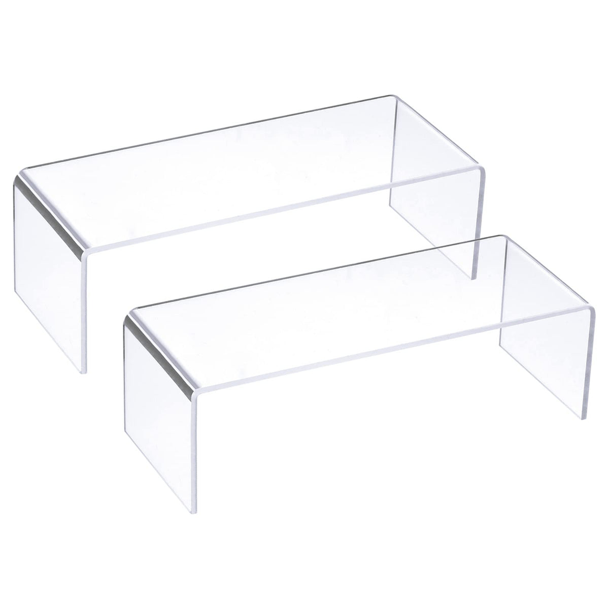 sourcing map Small Shoes Display Stand Rack, 200x80x65mm Acrylic Storage Shelf Holder Clear 2 Pcs