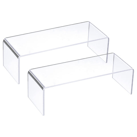 sourcing map Small Shoes Display Stand Rack, 200x80x65mm Acrylic Storage Shelf Holder Clear 2 Pcs
