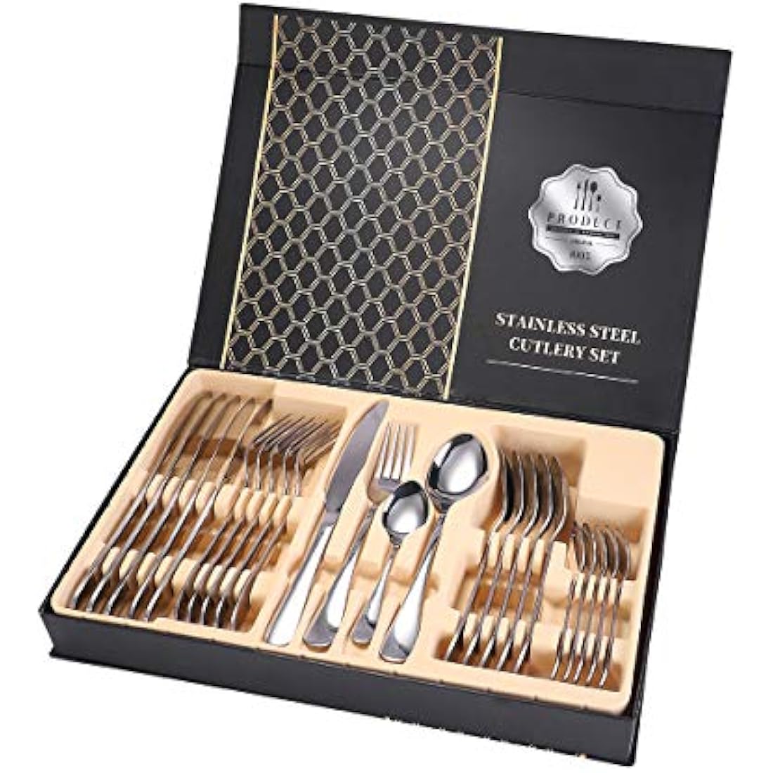 24-Piece Cutlery Set for 6 Persons – Ben & Bel Stainless Steel Knife, Fork and Spoon Tableware Set with Gift Box – Easy-Clean & Dishwasher-Safe