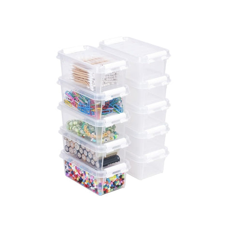 SmartStore - 10x Small Plastic Storage Box with Lid 0.3L (15x9x6cm) |Storage Drawers|Food-Safe Material| Tiny Organisation|BPA-Free|Durable Mini