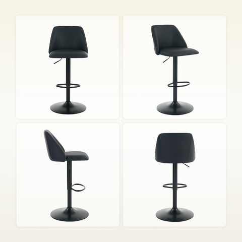 COLAMY Breakfast Bar Stools Set of 6, Modern Swivel Kitchen Stool, Adjustable Upholstered Barstools Counter Height with Square Open Back for Bar