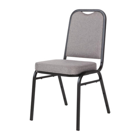 Bolero Square Back Stacking Banquet Chairs, Black & Grey (Pack of 4)