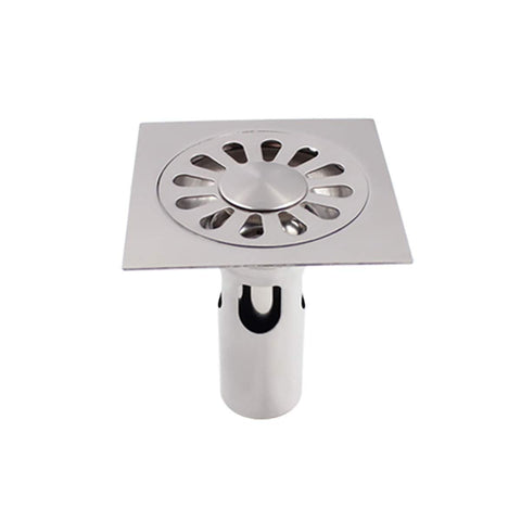TopHomer Deep Water Floor Drain, 100 x 100mm Round Shower Strainer Stainless Steel Anti-odor Insert Floor Drain for Bathroom, Toilet and Kitchen
