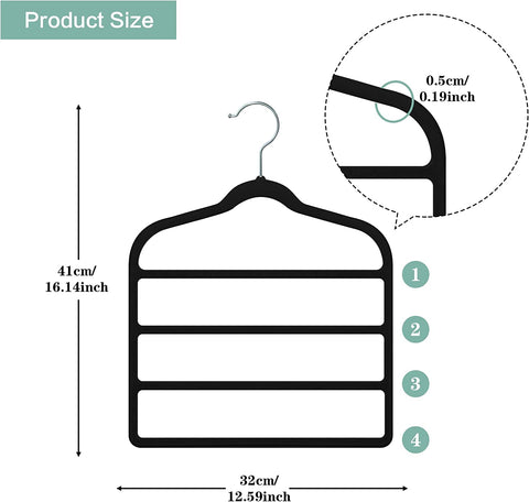 Baoswi 3 Pack Space Saving Non-Slip Jeans Slack Trousers Hangers Multiple Velvet Clothes Hanger Closet Organizer for Jeans,Scarf,Tie