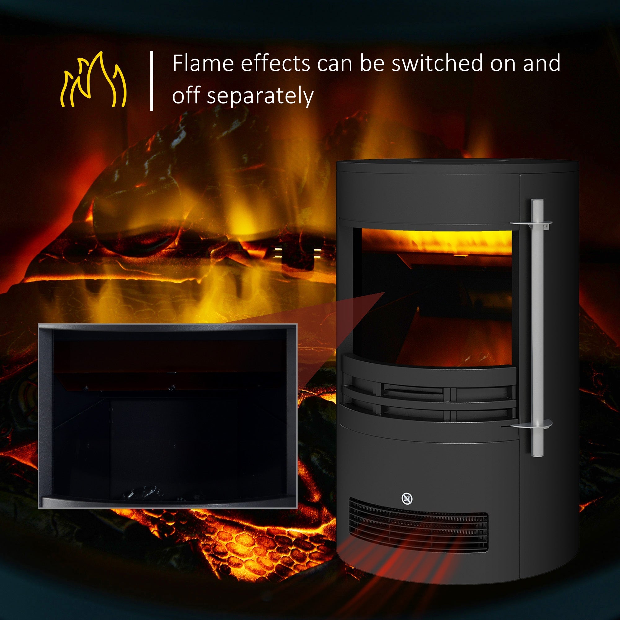 Electric Fireplace Heater 900W/1800W-Black