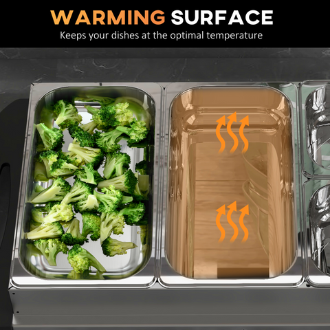 HOMCOM 4 Tray Electric Food Warmer Buffet Server with Adjustable Temp 300W