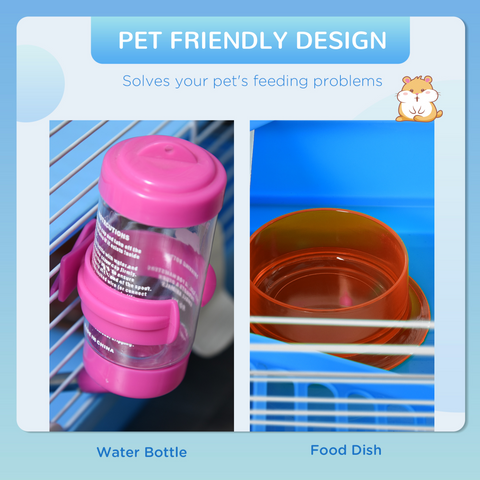 Hamster Cage Carrier Small Animal House w/ Exercise Wheels Tunnel Tube Pawhut