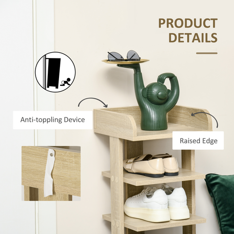 7 Tier Shoe Rack Organizer Storage Shelf Wooden Display Cabinet Oak