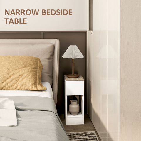 HOMCOM Bedside Tables Set of 2, Nightstands for Bedroom, Living Room, White