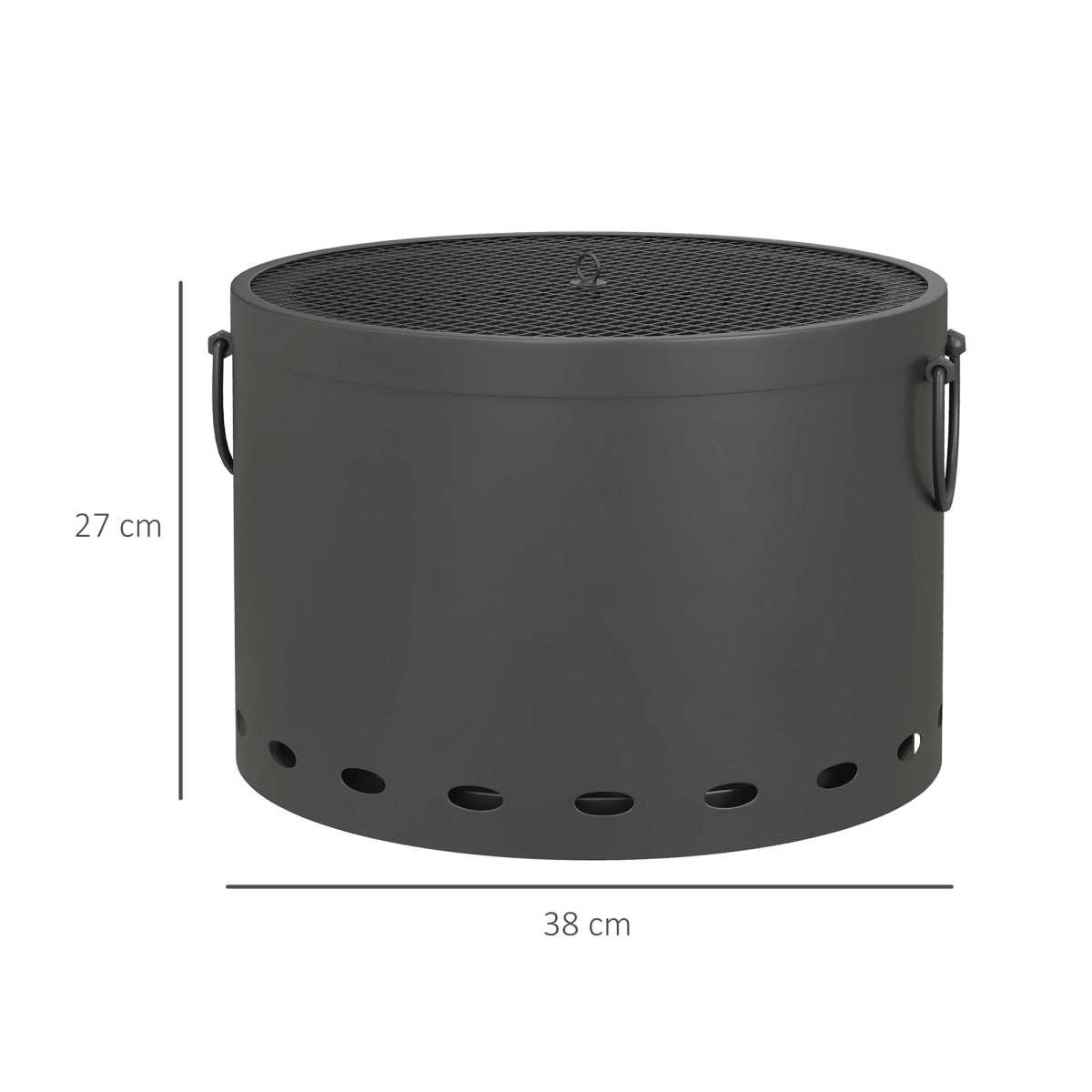 Outsunny 38cm Smokeless Wood Burning Firepit Metal Fire Pit, Dark Grey