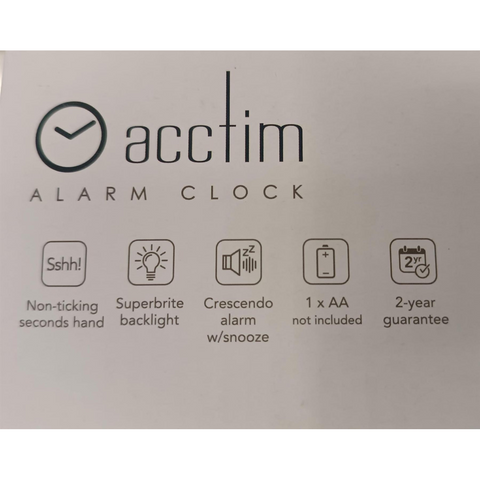 Acctim Eden Non Ticking Sweep Crescendo Alarm Clock in White - 16522