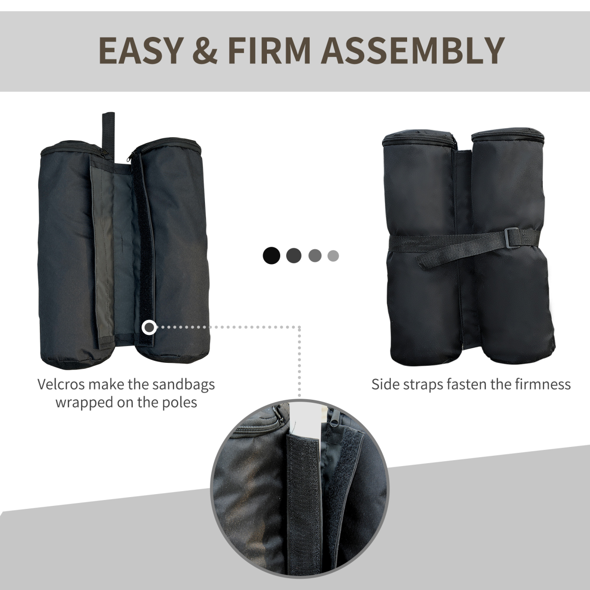 4 Pc Gazebo Sand Bag Weight Set-Black