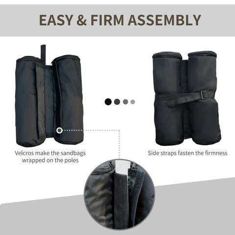 4 Pc Gazebo Sand Bag Weight Set-Black