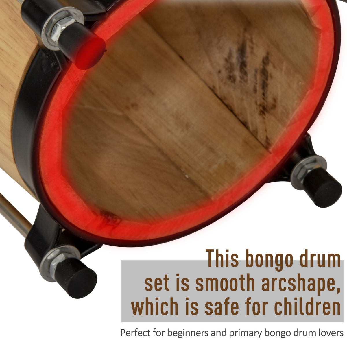 Wooden Bongo Drum Set w/ Sheepskin Drum Head 7.75" & 7" Tuning Wrench HOMCOM