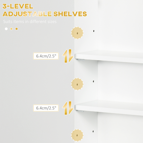 kleankin Bathroom Wall Cabinet with Adjustable Shelves for Hallway, Living Room