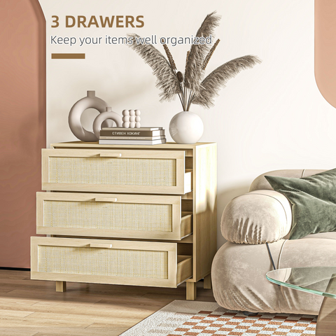 3 Drawer Cabinet Storage Cupboard Wooden Freestanding Organiser Unit Bedroom