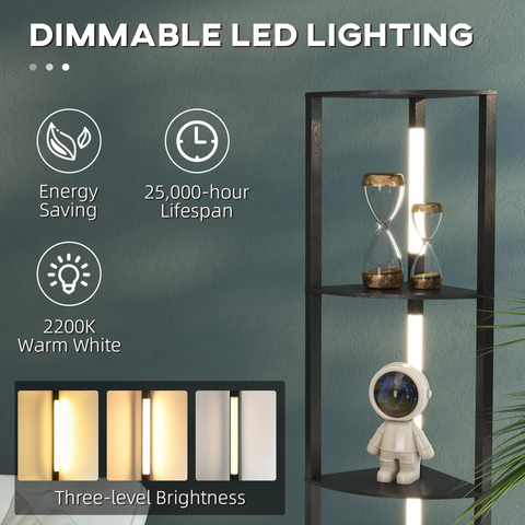 HOMCOM Corner Floor Lamp with Dimmable Warm White LED Light, for Living Room