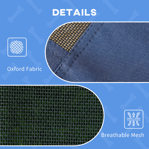 PawHut 92cm Elevated Dog Bed Cooling Raised Pet Cot UV Protection Canopy Blue