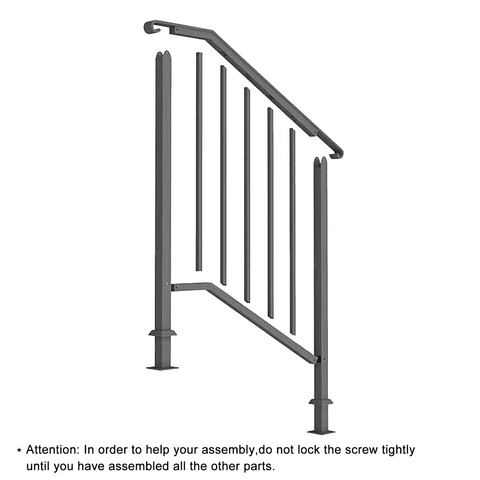 [Same Code：55022277  82359152]Artisasset Matte Black Outdoor 2-Step Iron Handrail