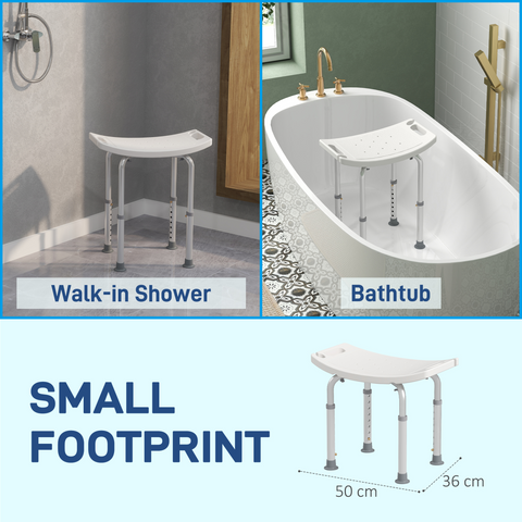 Mobility Shower and Bath Stool Bench with Non-Slip Aluminum Frame HOMCOM