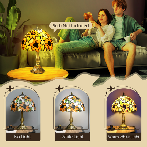 HOMCOM Antique Table Lamp, for Bedroom Bedside, Bulb not Included, Sunflower