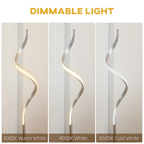 Spiral Floor Lamp for Living Room with 3 Adjustable Brightness, Silver HOMCOM