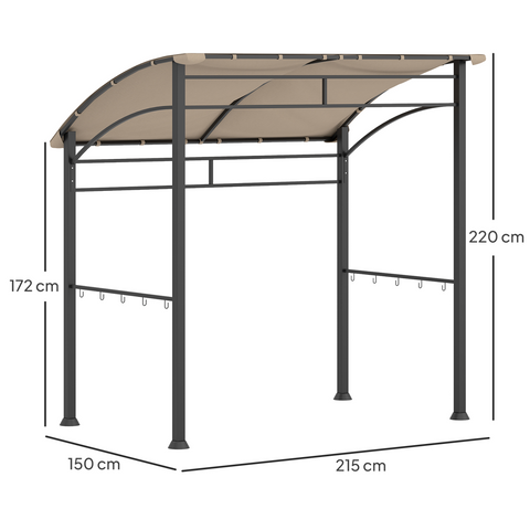 Outsunny 2.2 x 1.5 m BBQ Gazebo Tent Sun Shade with Canopy, Khaki