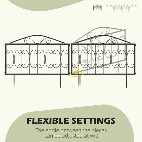 Decorative Garden Fencing 4PCs Metal Border Edging