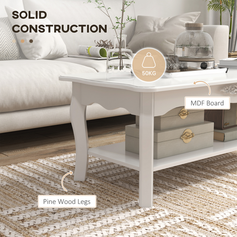 Coffee Table, 94Lx44Wx42H cm-White