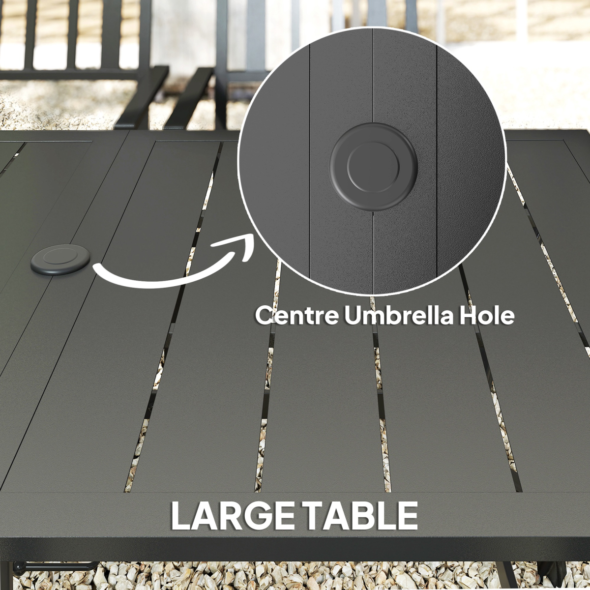 Outsunny 7 Pieces Patio Dining Set with Umbrella Hole, for Poolside, Garden